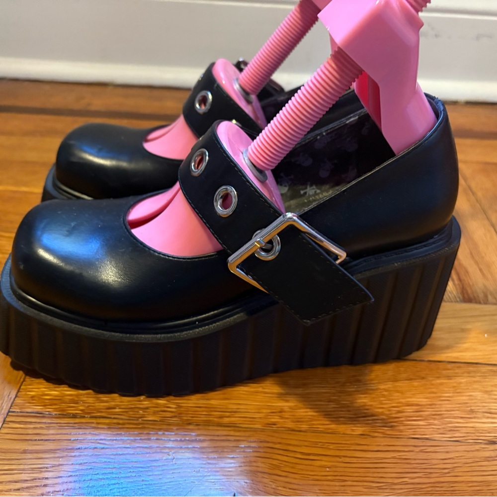 Chunky Black Platform Mary Jane Shoes